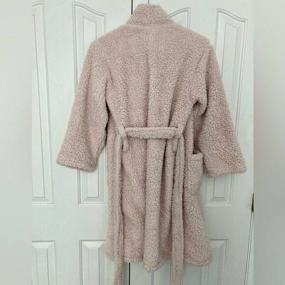 Pottery Barn Knee Length Teddy Bear Fluffy Cozy Sherpa Robe Ballet Blush Pink M - Picture 6 of 10
